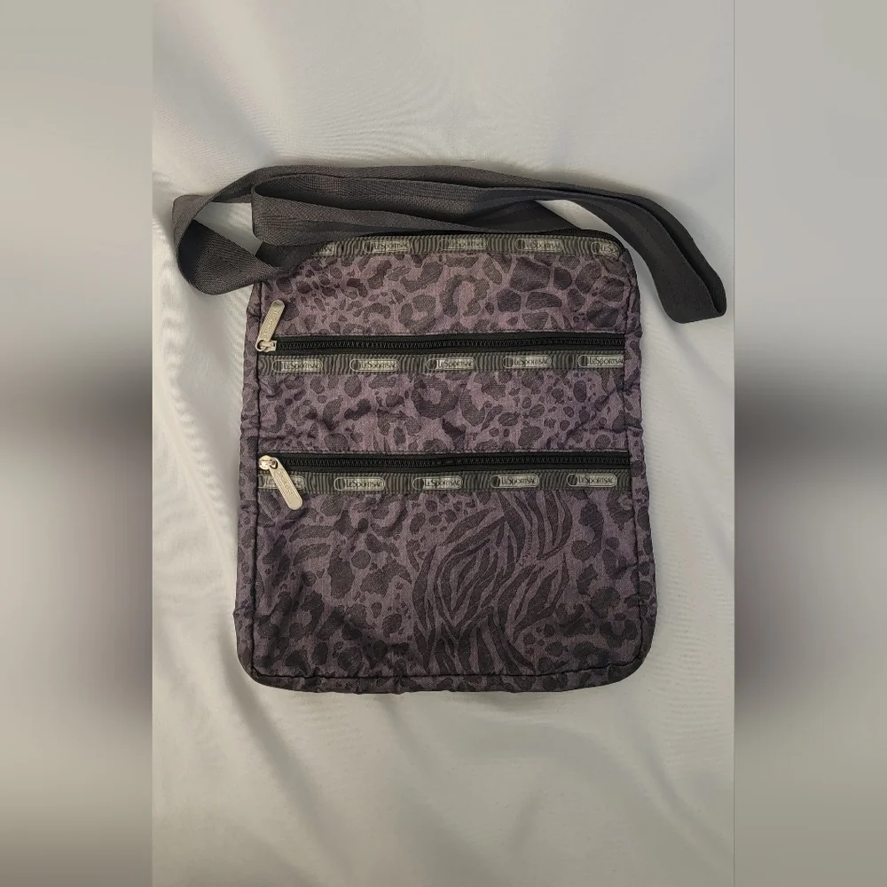 LeSportSac Purple & Black Animal Print Crossbody Bag - Picture 3 of 12